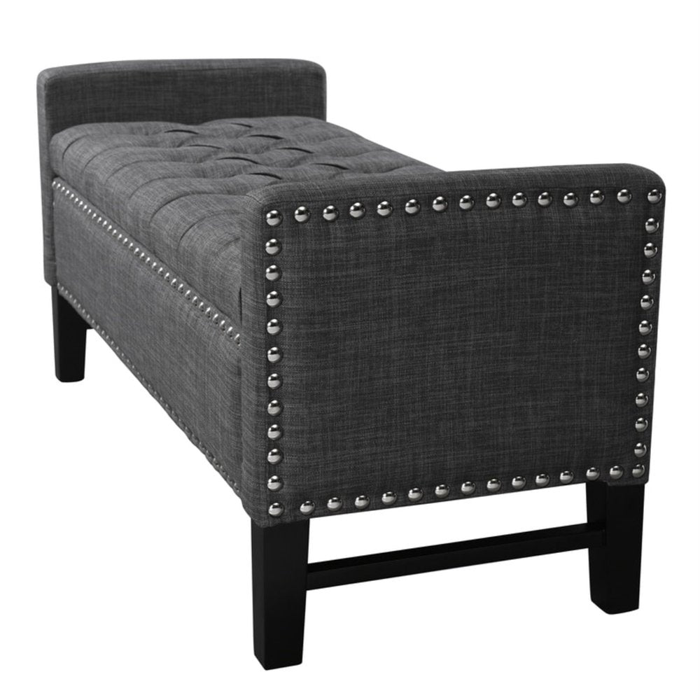 50" Espresso Upholstered PU Leather Bench with Flip top