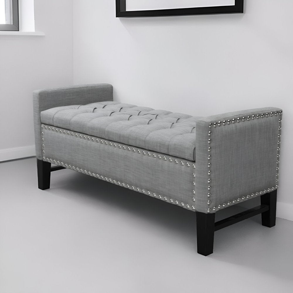 50" Espresso Upholstered PU Leather Bench with Flip top