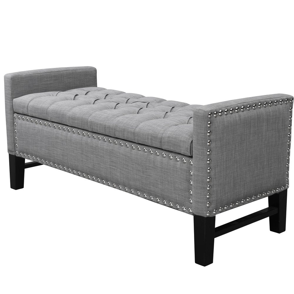 50" Espresso Upholstered PU Leather Bench with Flip top