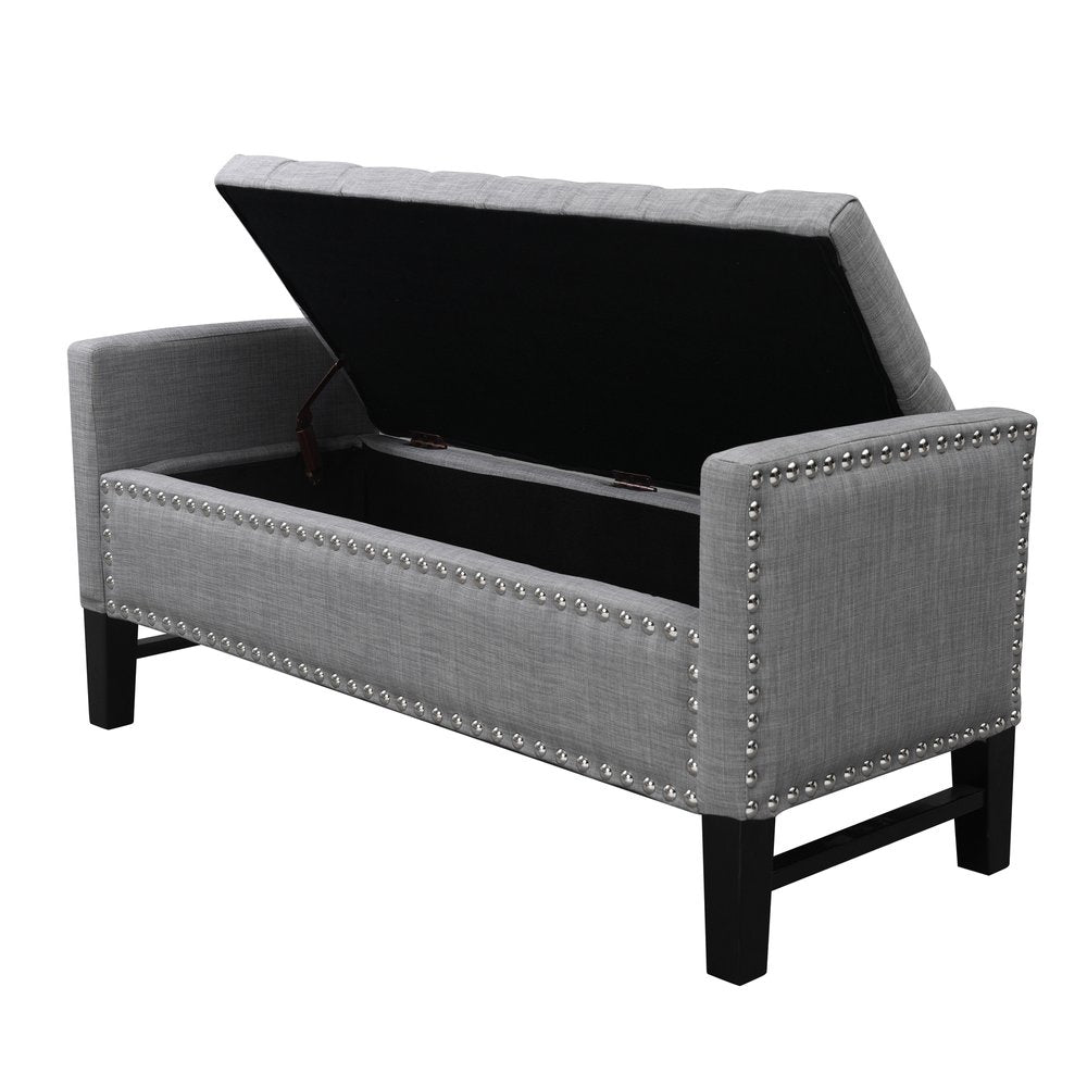 50" Espresso Upholstered PU Leather Bench with Flip top