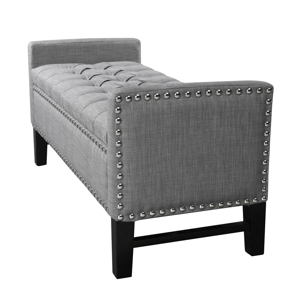 50" Espresso Upholstered PU Leather Bench with Flip top