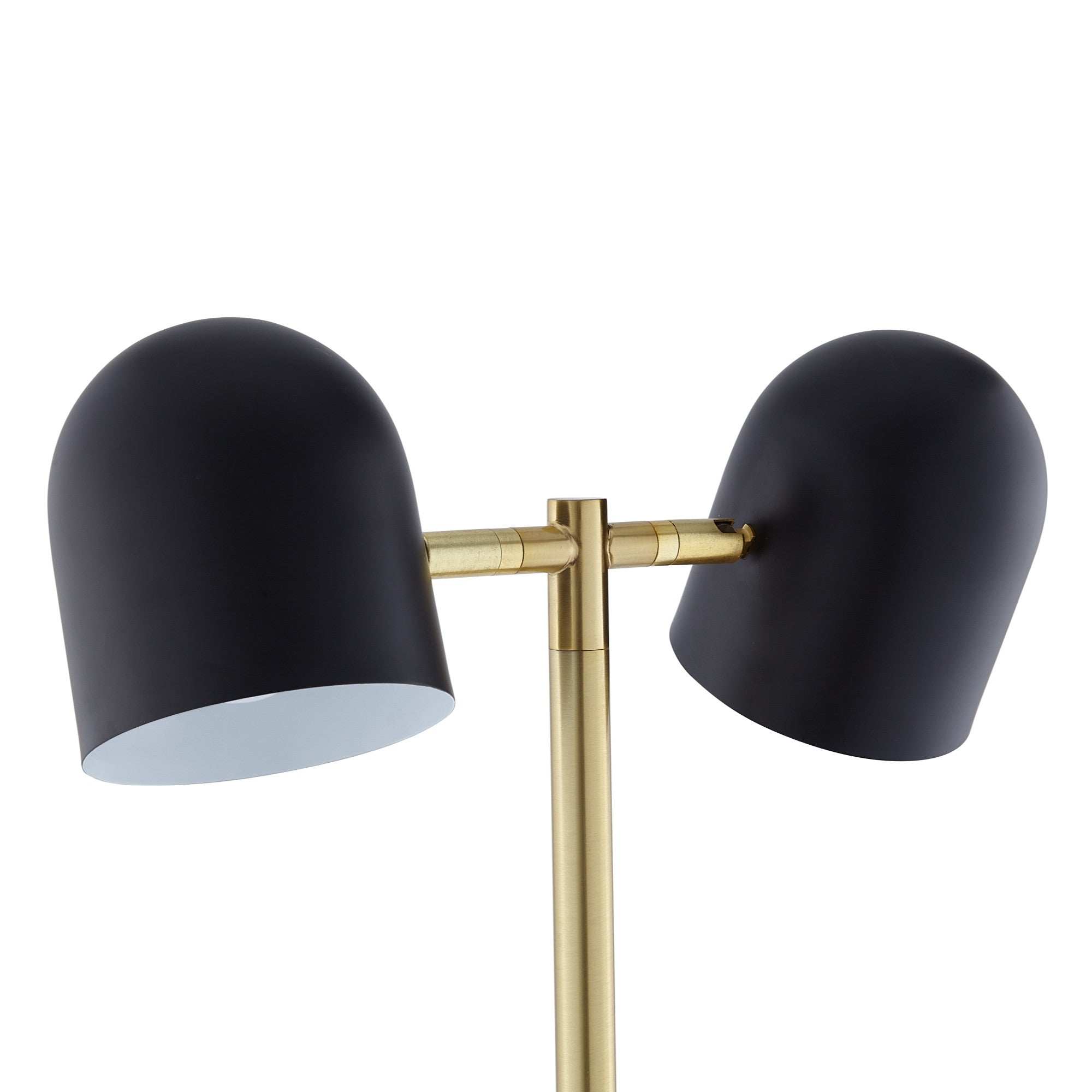 58" Black and Gold Two Light Floor Lamp With Black Bell Shade