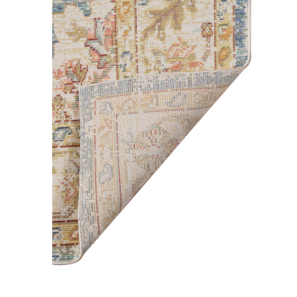 9' X 13' Coral And Blue Floral Area Rug