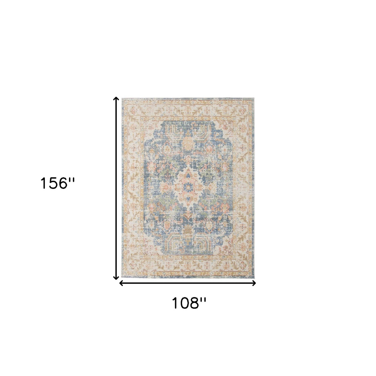 9' X 13' Coral And Blue Floral Area Rug