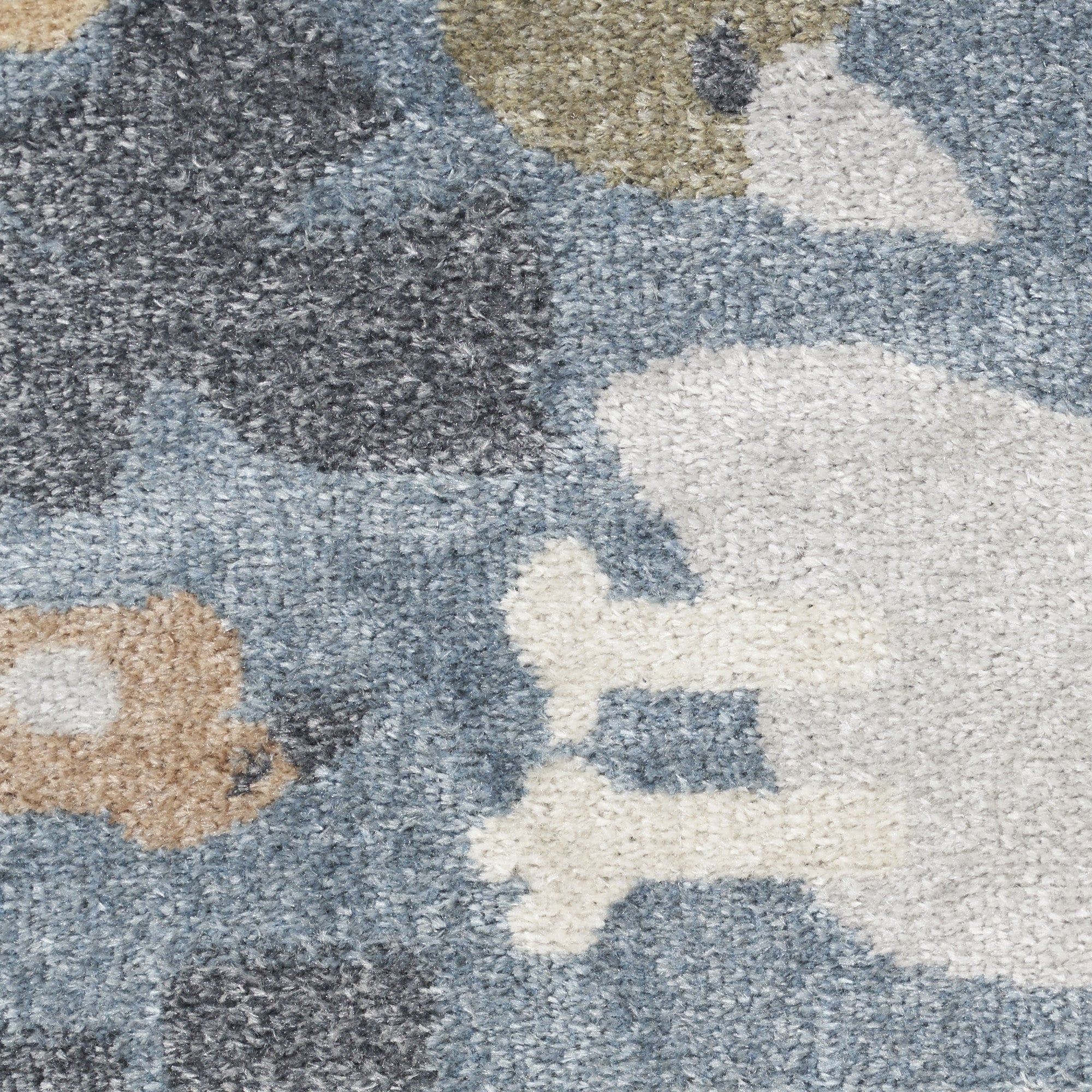 3' X 5' Ivory Blue and Gray Kids Safar Animal Print Washable Area Rug