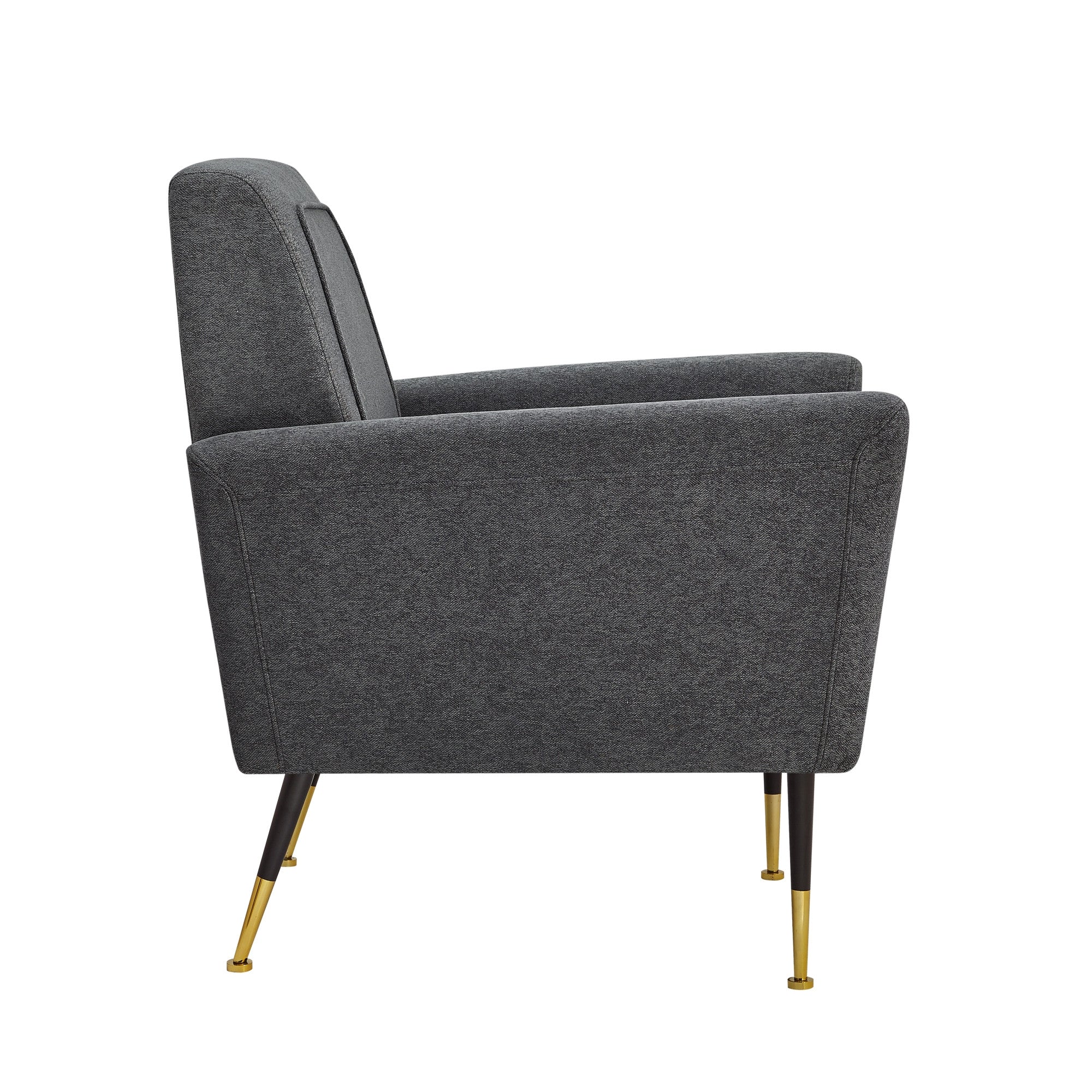 32" Gray And Gold Velvet Arm Chair