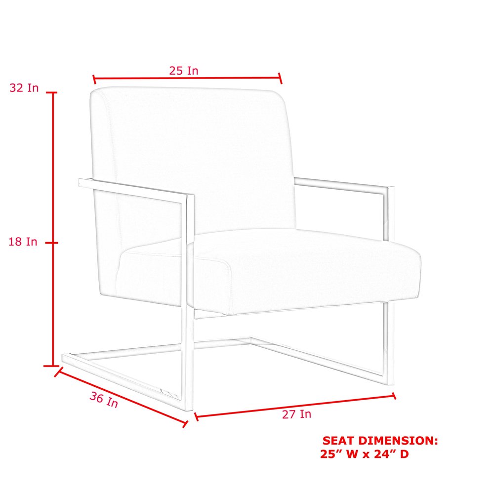 27" Charcoal And Silver Faux Leather Arm Chair