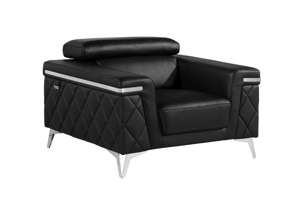 42" Gray And Silver Top Grain Leather Club Chair
