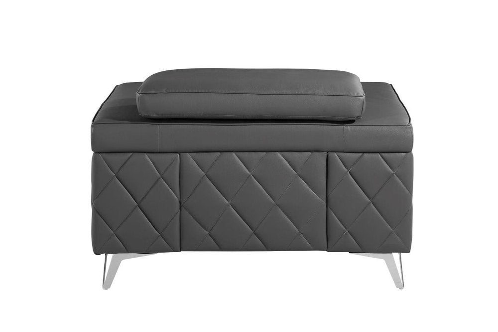 42" Black And Silver Top Grain Leather Club Chair