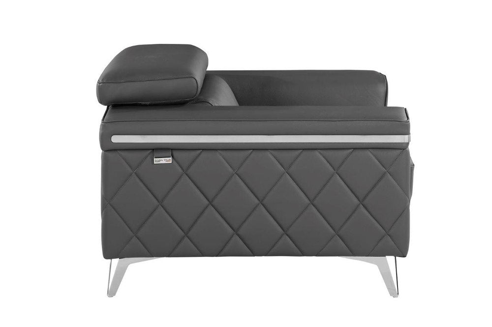 42" Black And Silver Top Grain Leather Club Chair