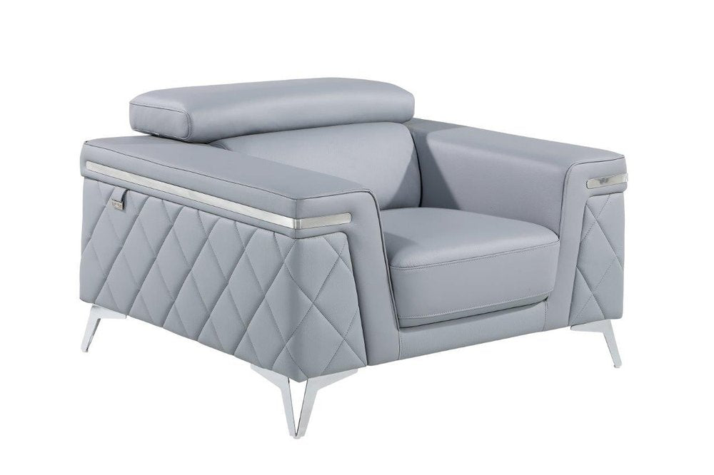 42" Black And Silver Top Grain Leather Club Chair