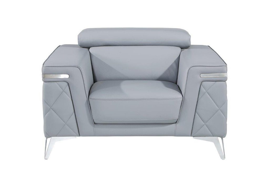 42" Black And Silver Top Grain Leather Club Chair