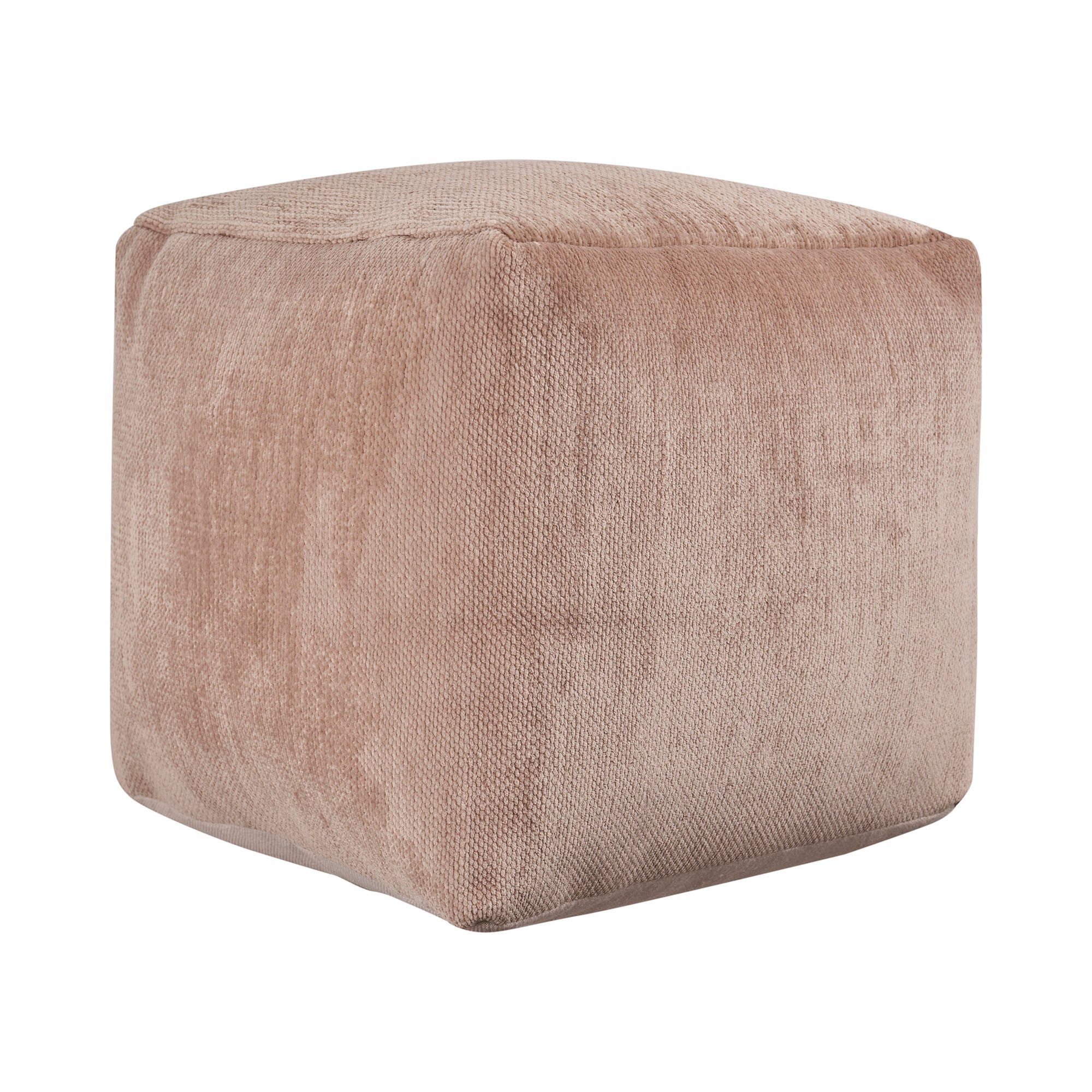 18" Ivory Chenille Cube Pouf Ottoman