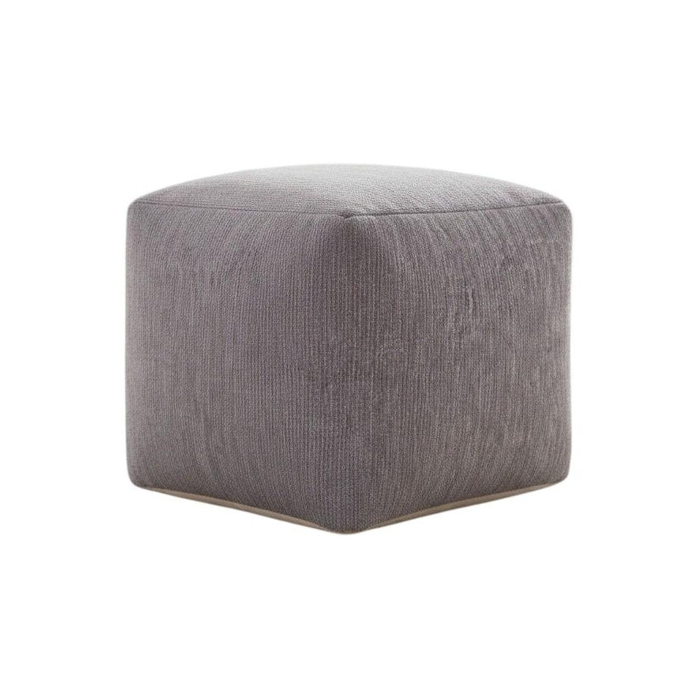18" Ivory Chenille Cube Pouf Ottoman