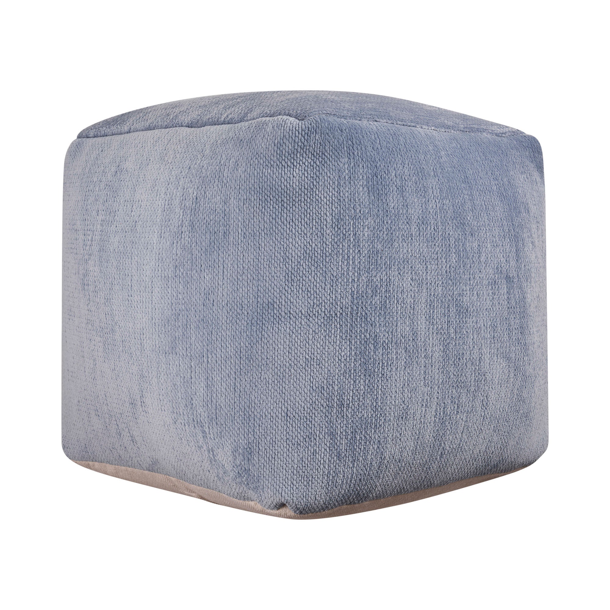 18" Ivory Chenille Cube Pouf Ottoman