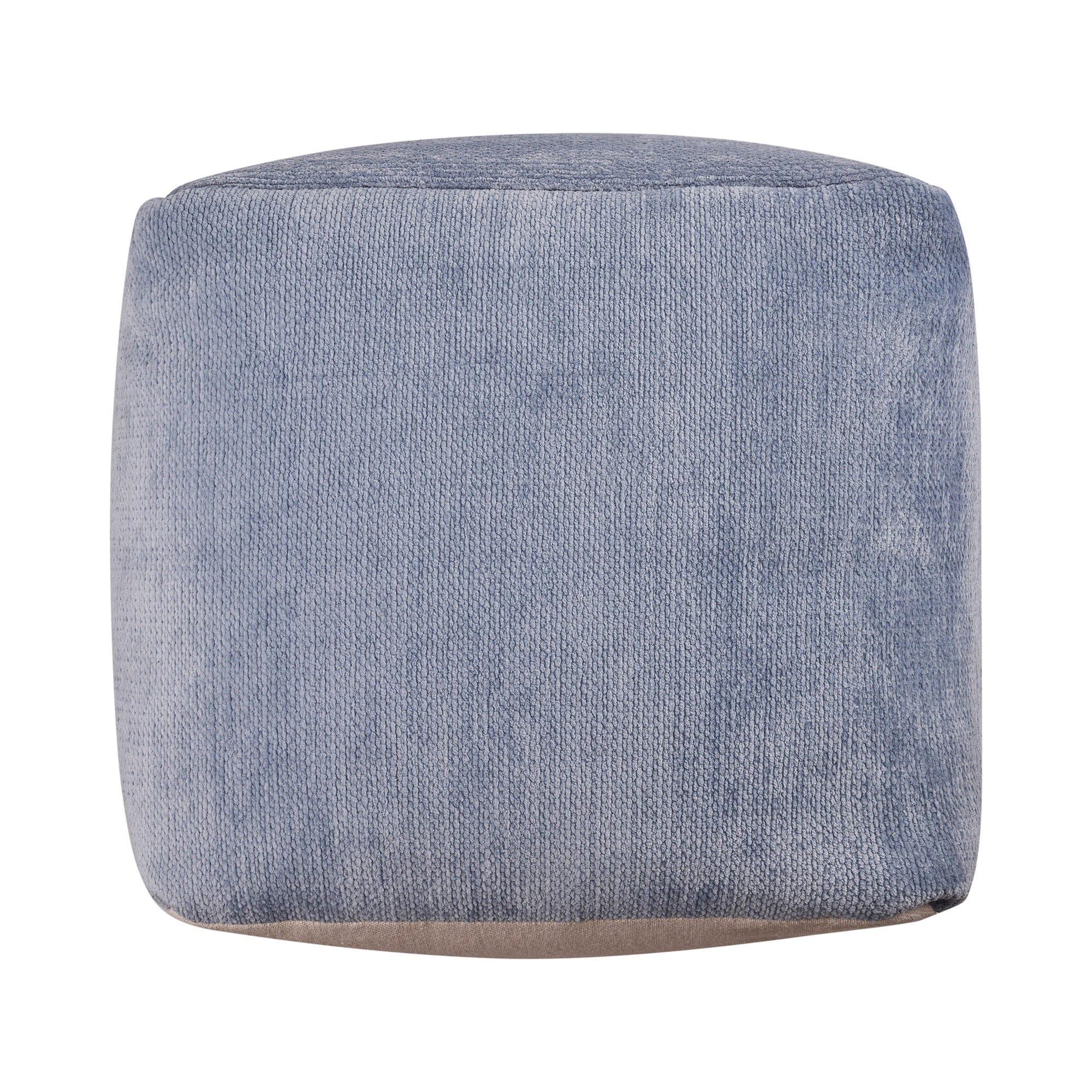 18" Ivory Chenille Cube Pouf Ottoman