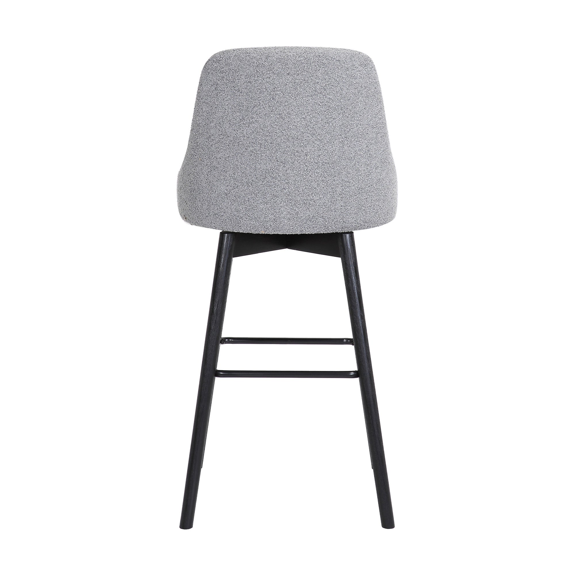26" Light Gray And Black Fabric And Solid Wood Counter Height Swivel Bar Chair