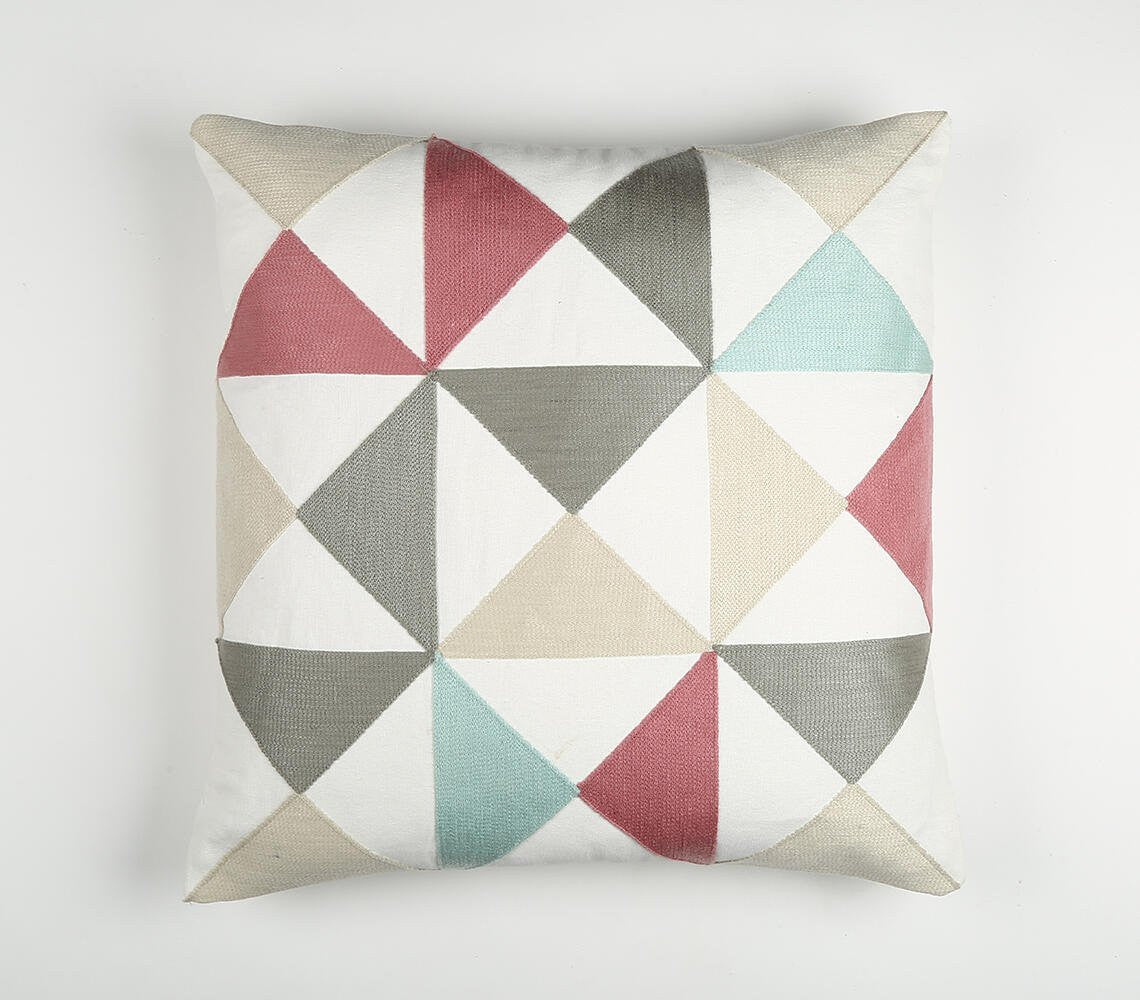 20" White Gray and Red Handmade Geometric Indoor Outdoor Throw Pillow Cover With Texture