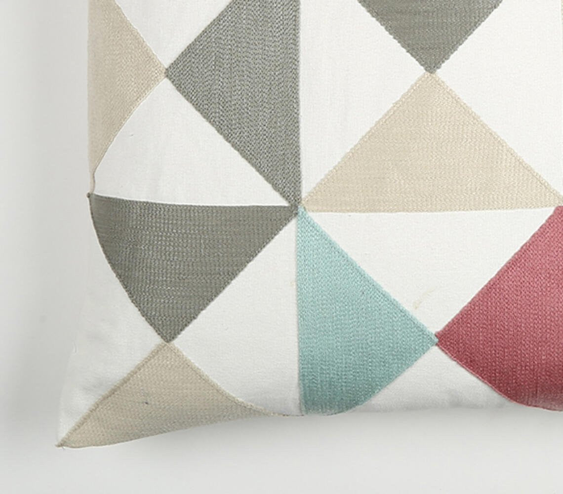 20" White Gray and Red Handmade Geometric Indoor Outdoor Throw Pillow Cover With Texture