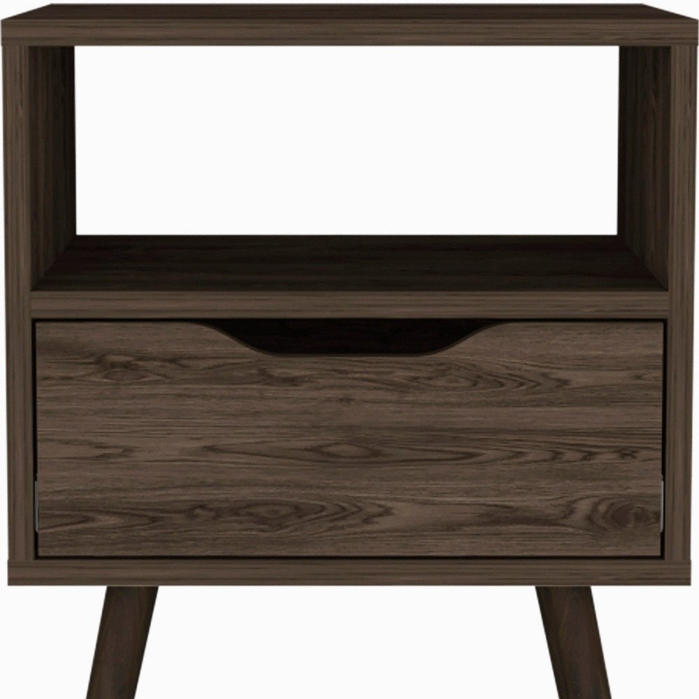 25" Brown Wood One Drawer Nightstand