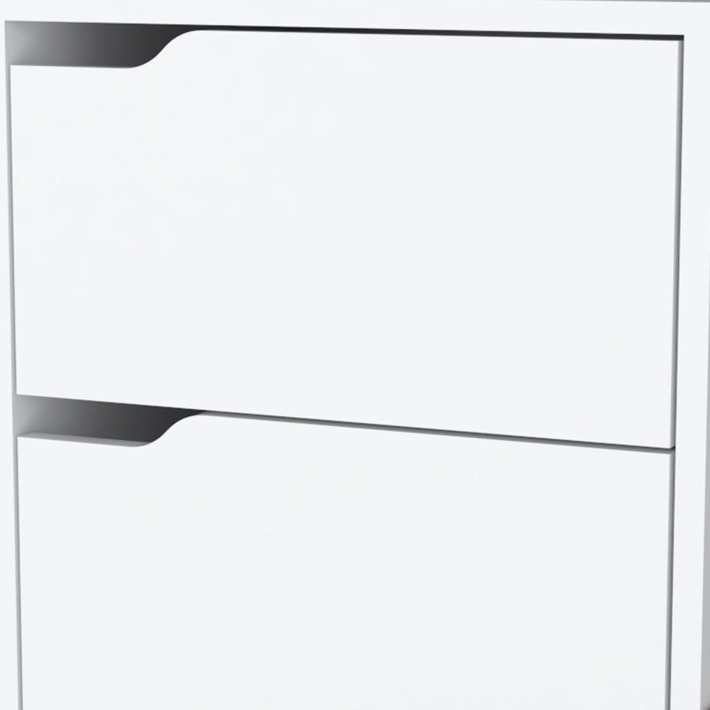20" White And Natural Wood Two Drawer Nightstand