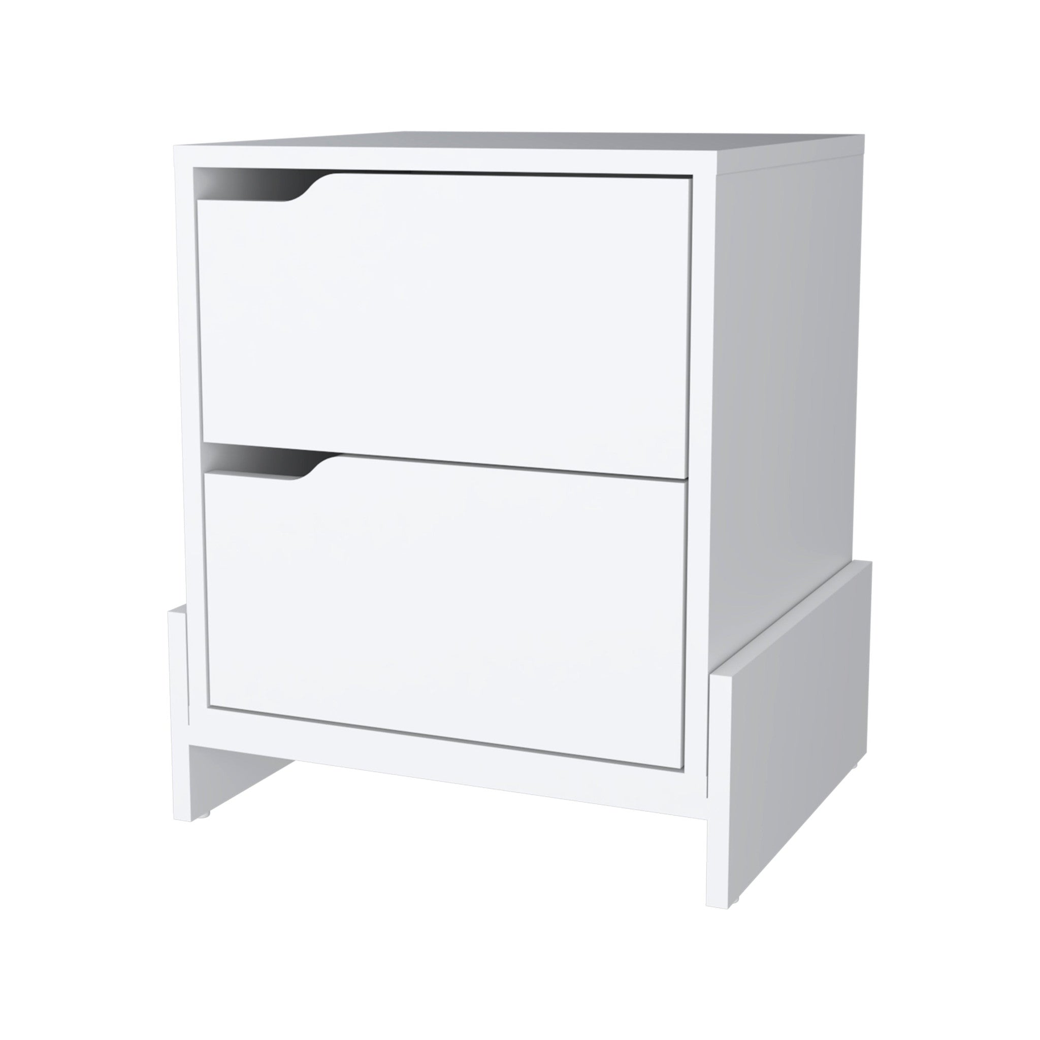 20" White Wood Two Drawer Nightstand