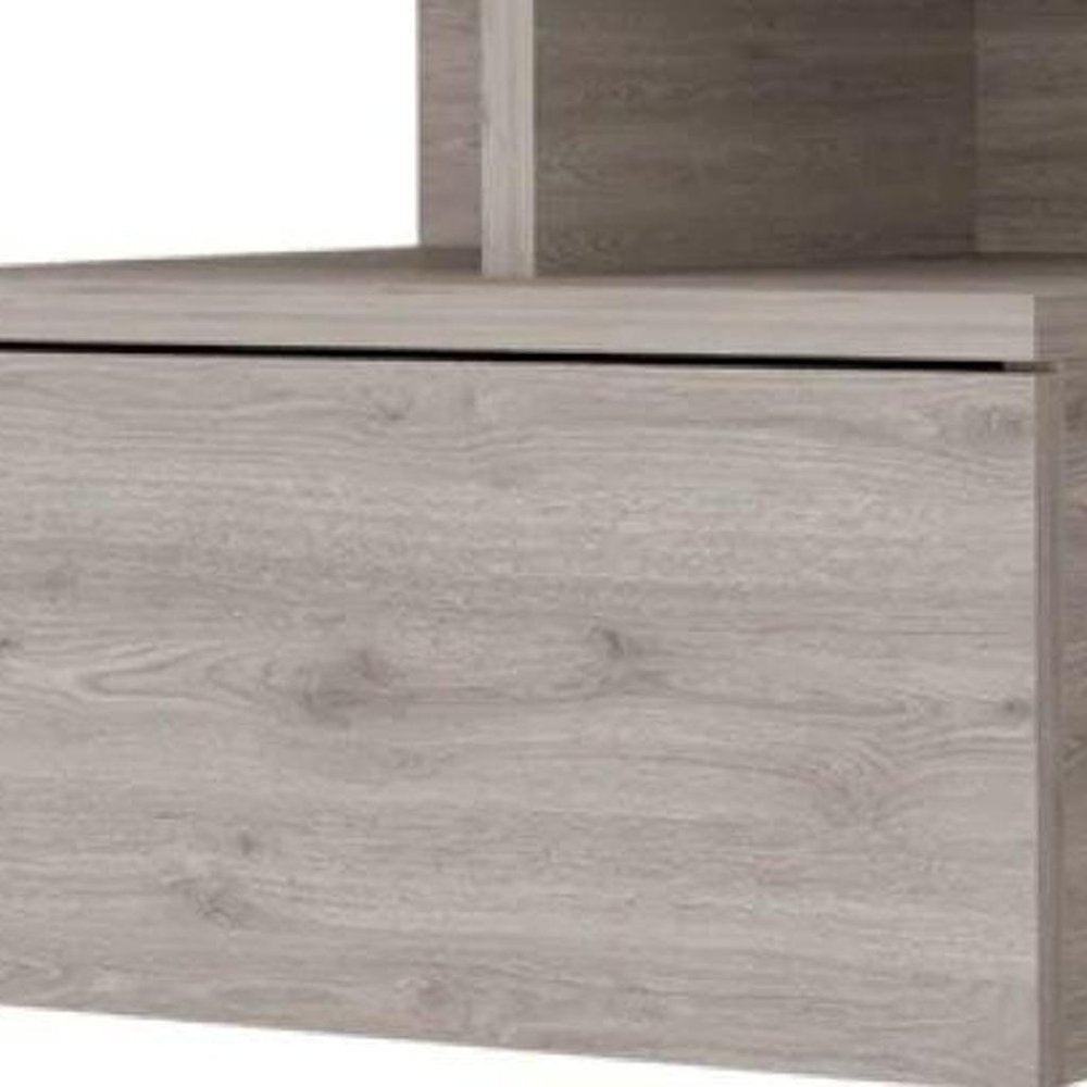 14" Light Gray Wood One Drawer Floating Nightstand