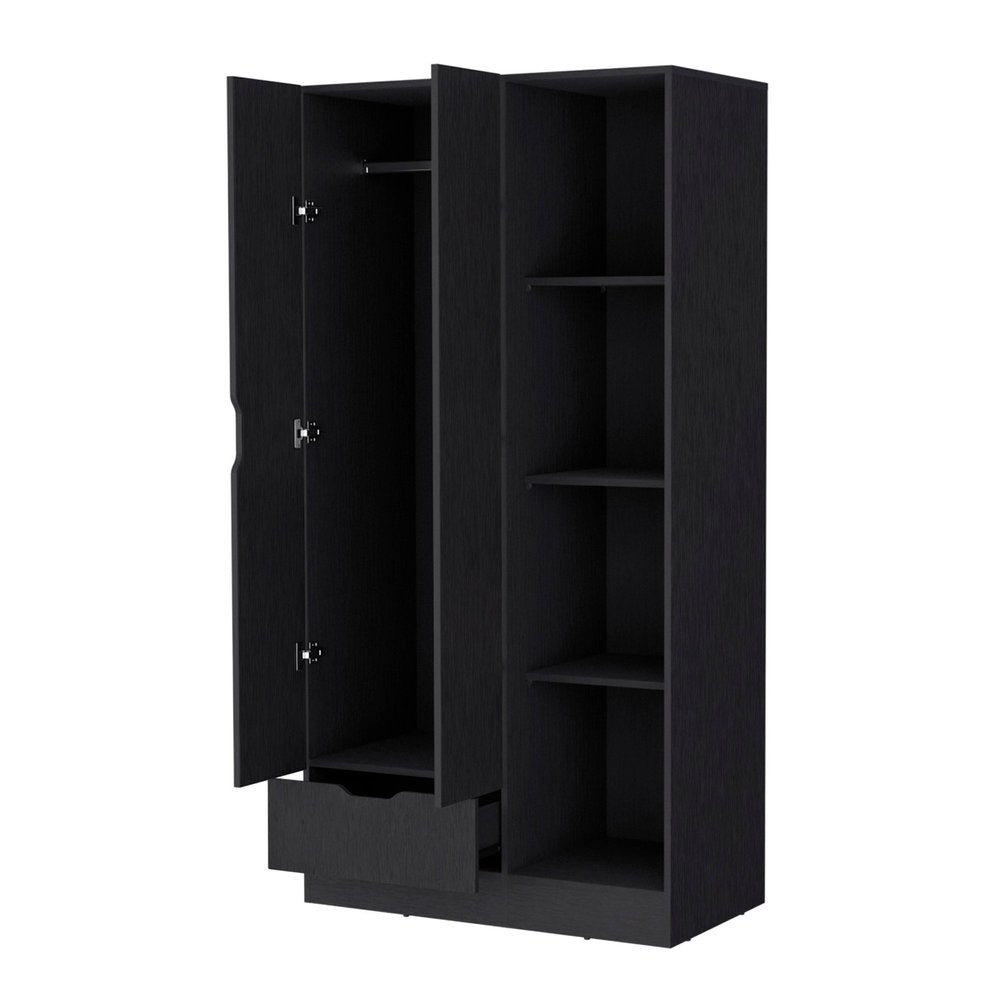 71" White Wood Two Door Single Drawer Combo Dresser