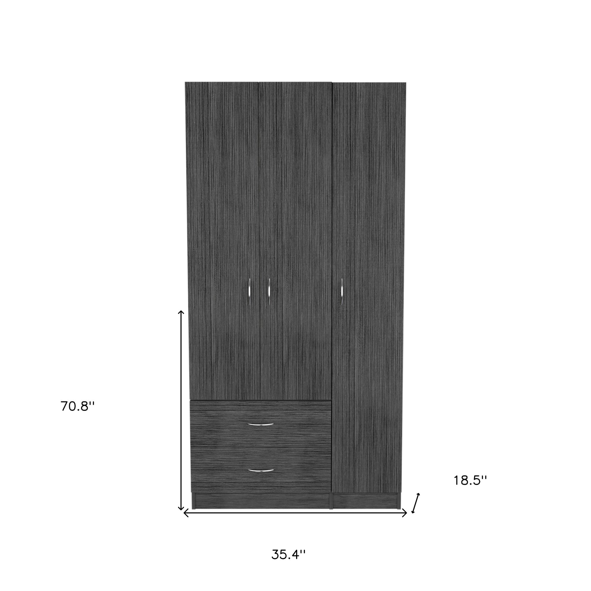 35" Dark Gray Two Drawer Combo Dresser