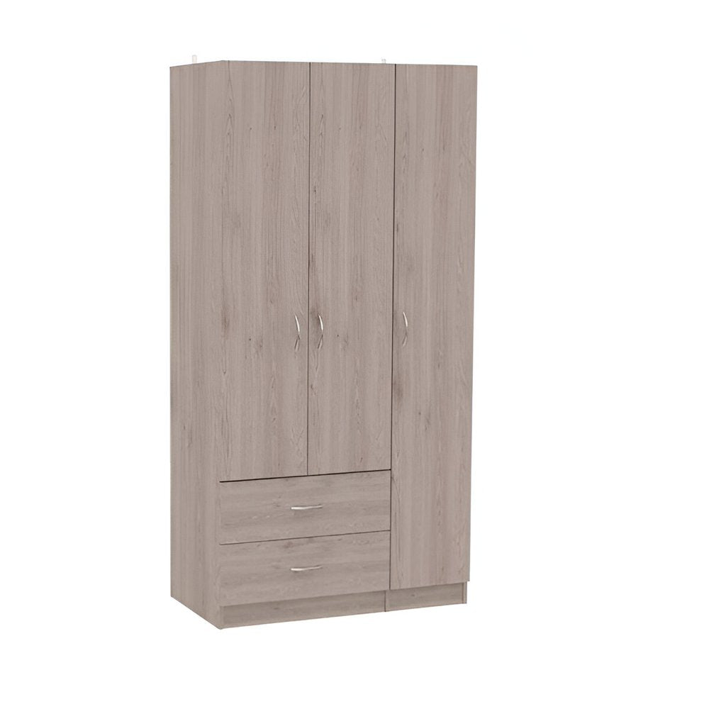 71" Light Gray Wood Three Door Two Drawer Combo Dresser