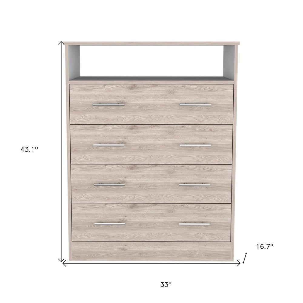 33" Oak Wood Four Drawer Dresser