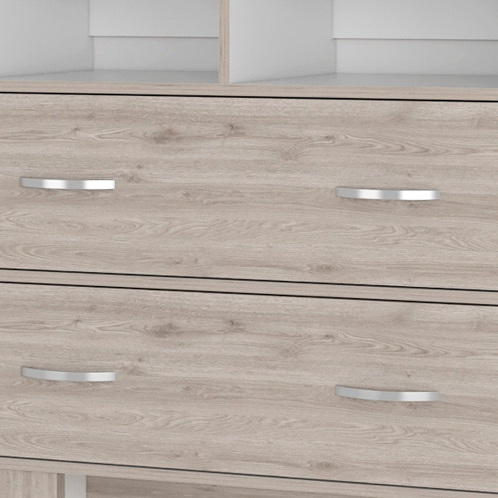 32" Oak Wood Two Drawer Dresser