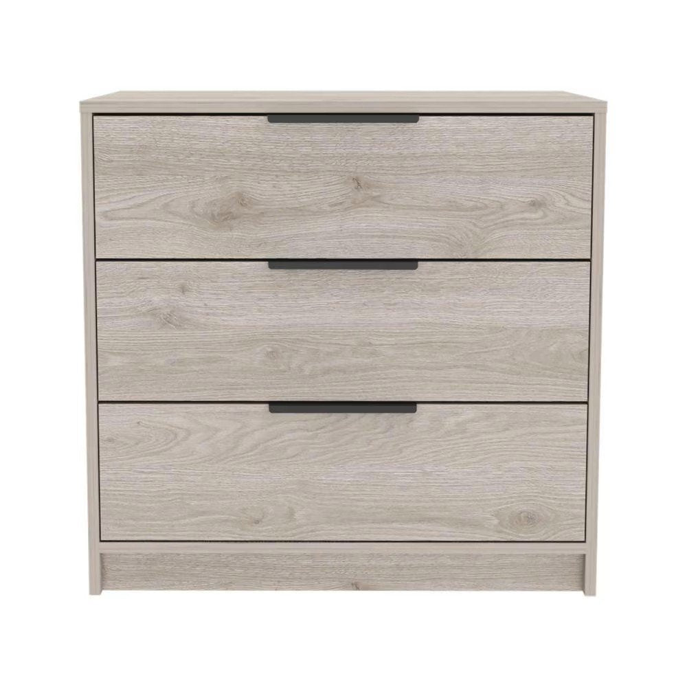 28" Light Gray Wood Three Drawer Dresser