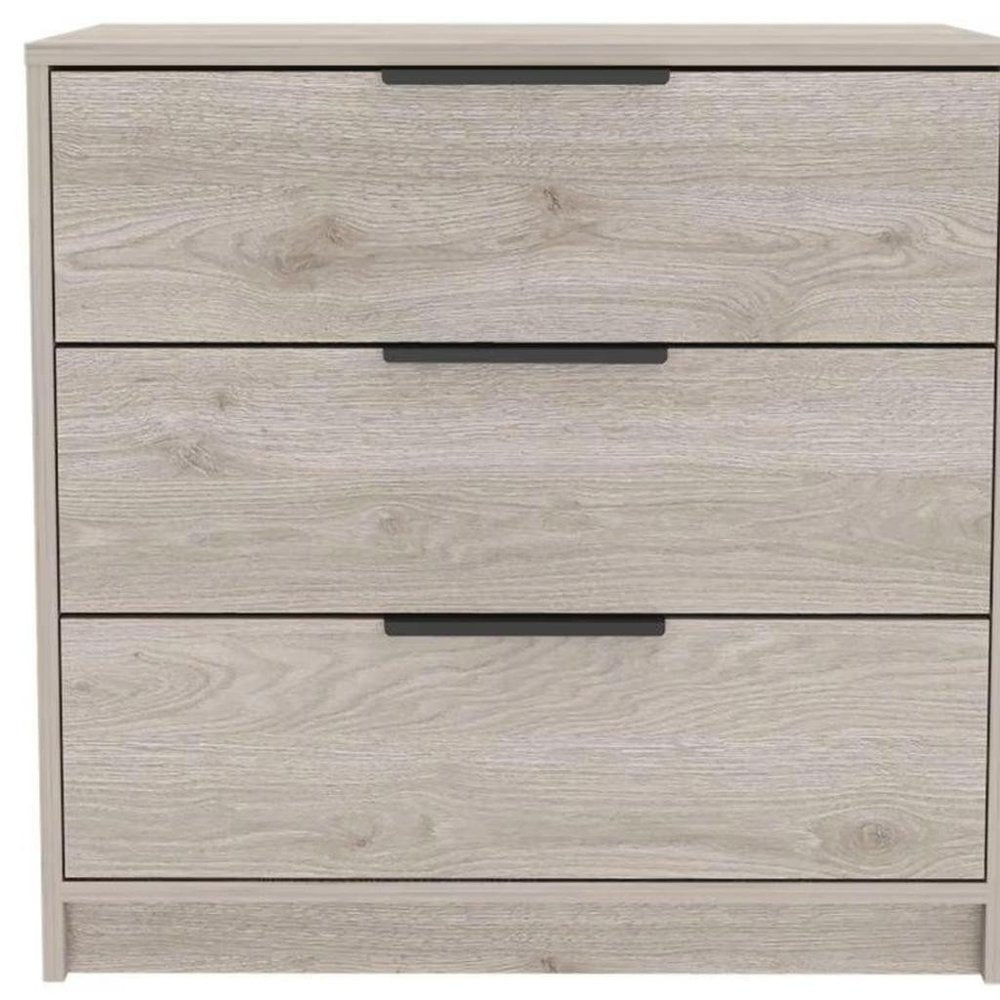 28" Light Gray Wood Three Drawer Dresser