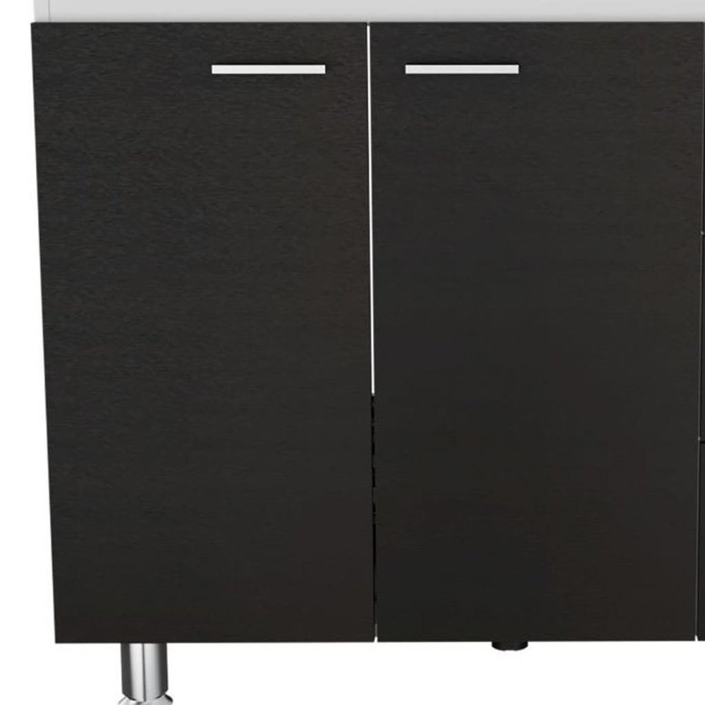 39" Black Wood Gloss Finish Door Accent Cabinet With Three Drawers
