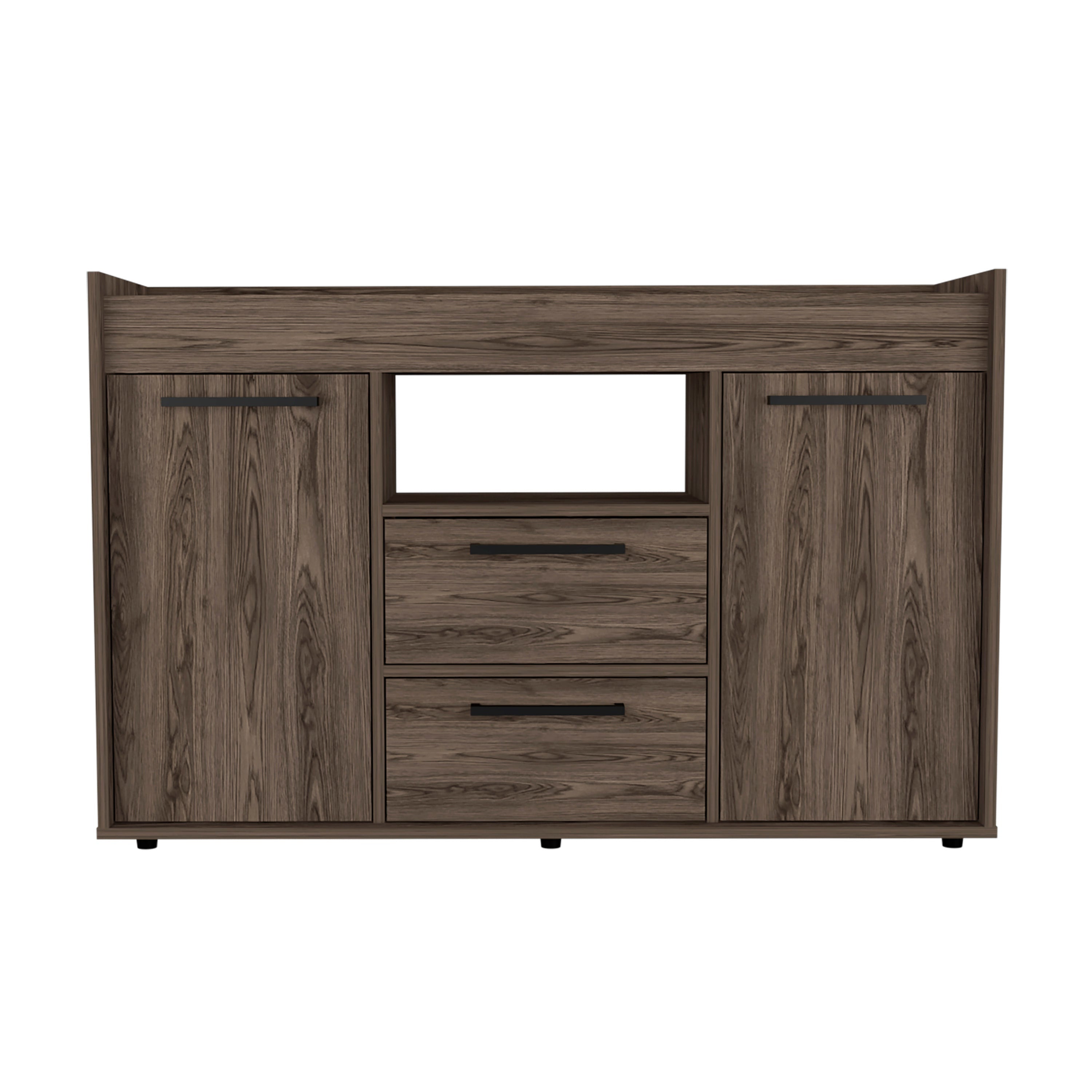 47" Walnut Wood Two Drawer Sideboard with Two Doors