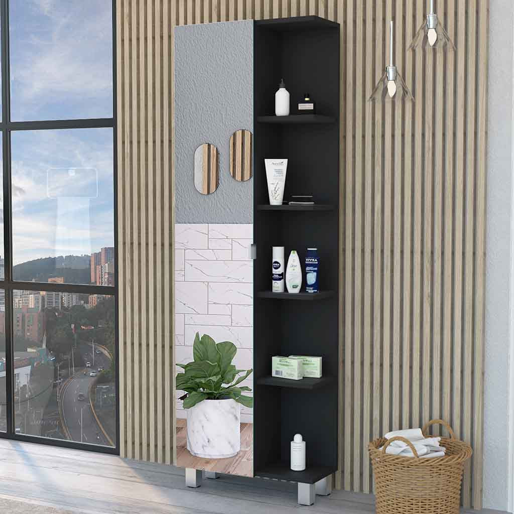 20" Black Accent Cabinet With Nine Shelves