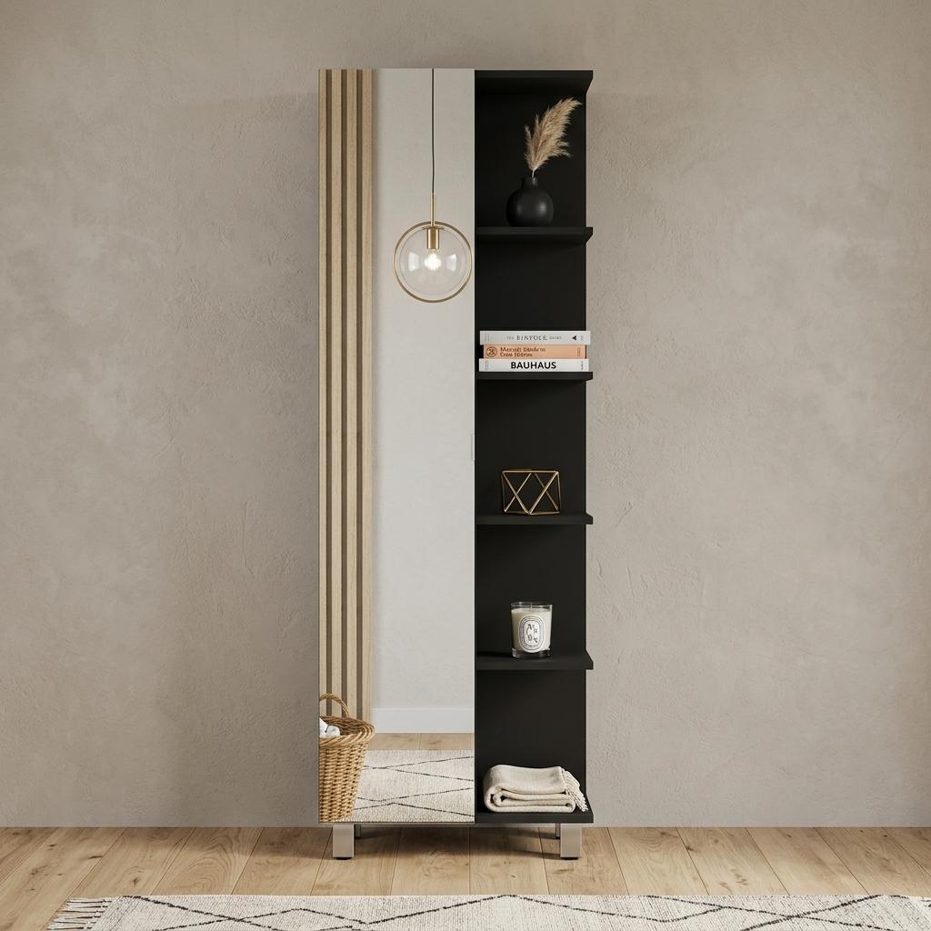 20" Black Accent Cabinet With Nine Shelves