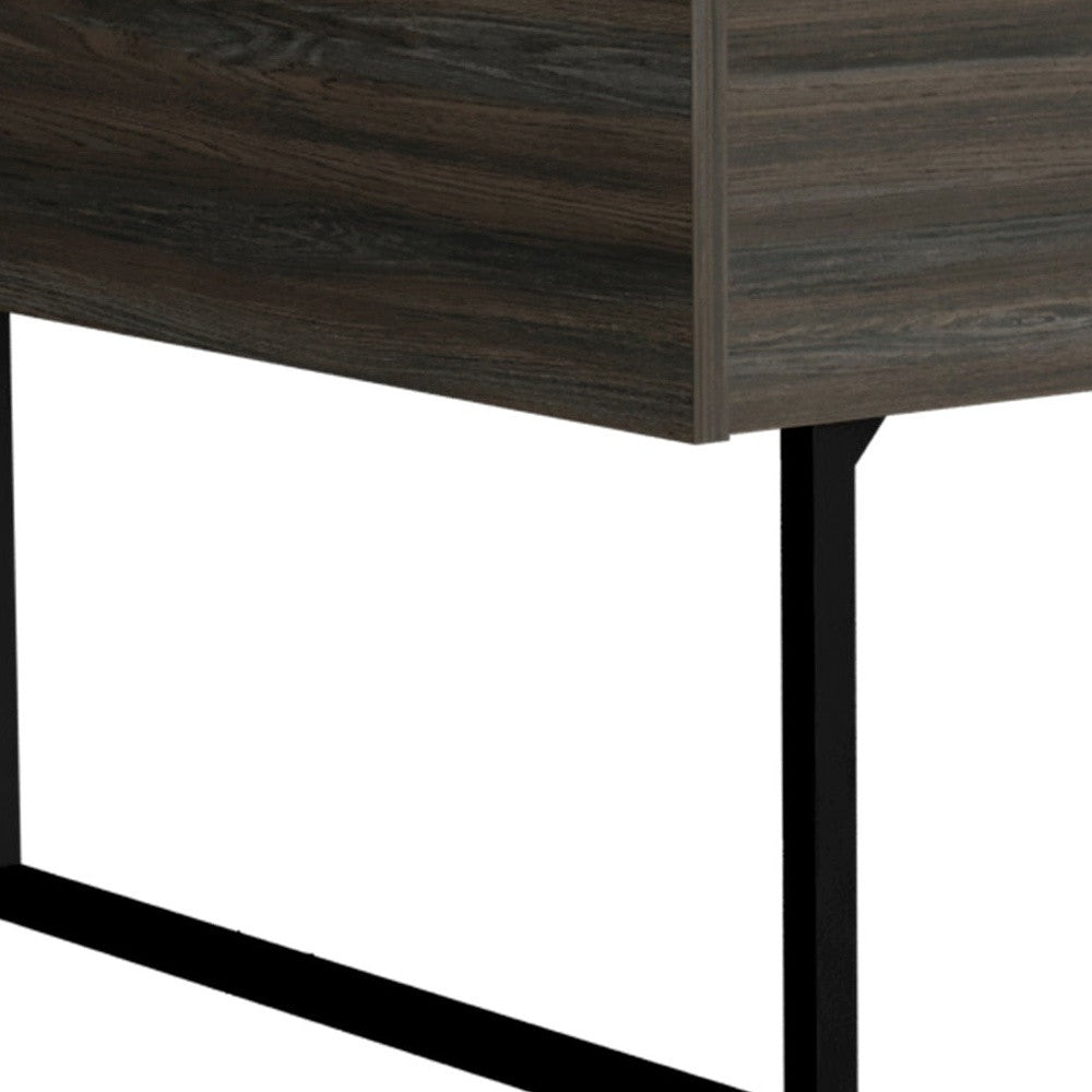 39" Espresso And Black Wood And Metal Lift Top Coffee Table With Drawer