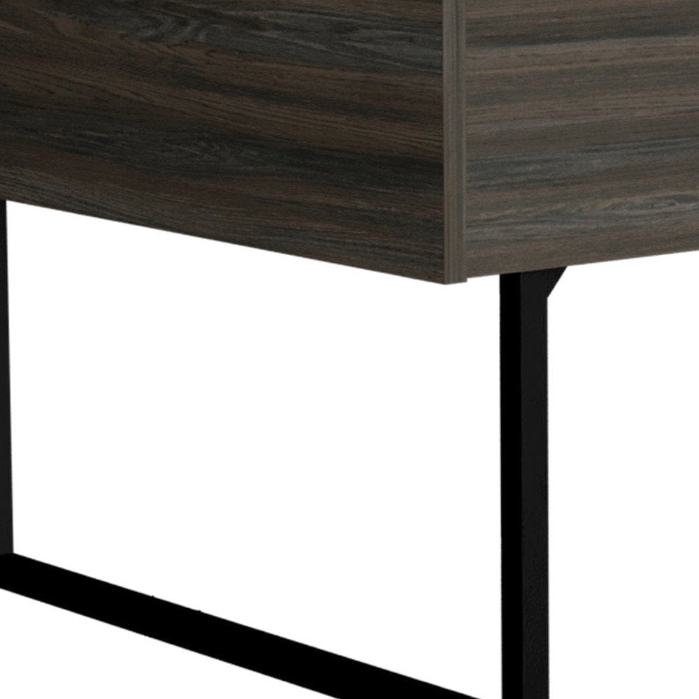 39" Espresso And Black Wood And Metal Lift Top Coffee Table With Drawer