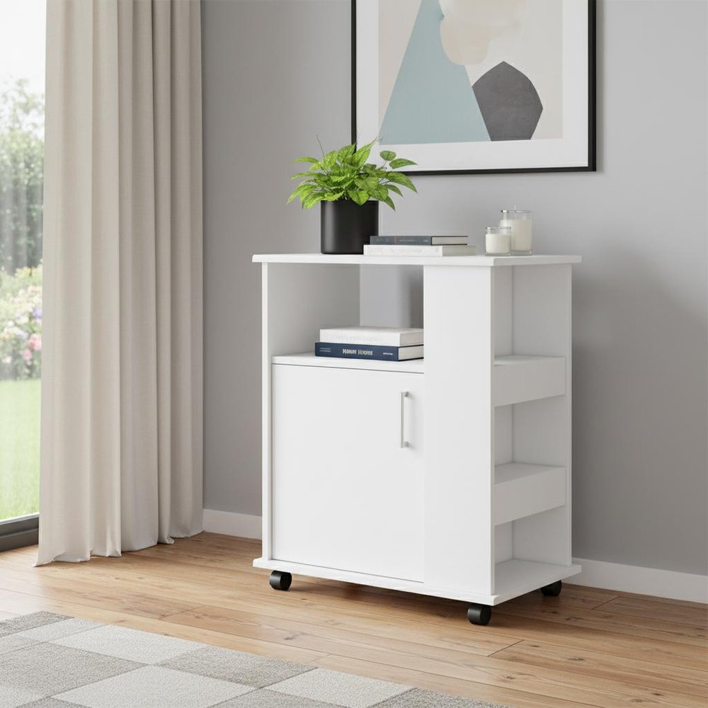 29" White Wood Accent Cabinet With Single Door