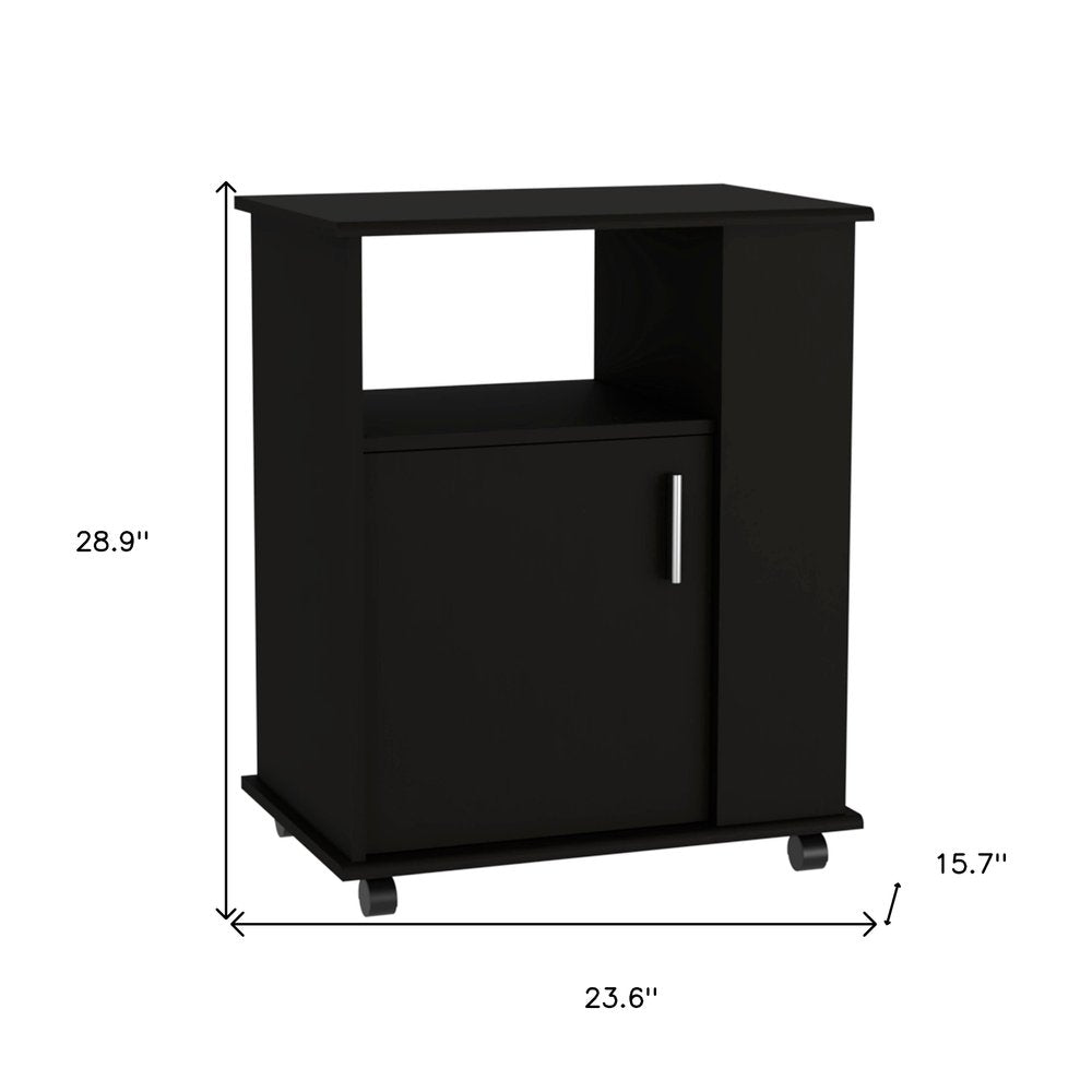 29" Black Wood Accent Cabinet With Single Door