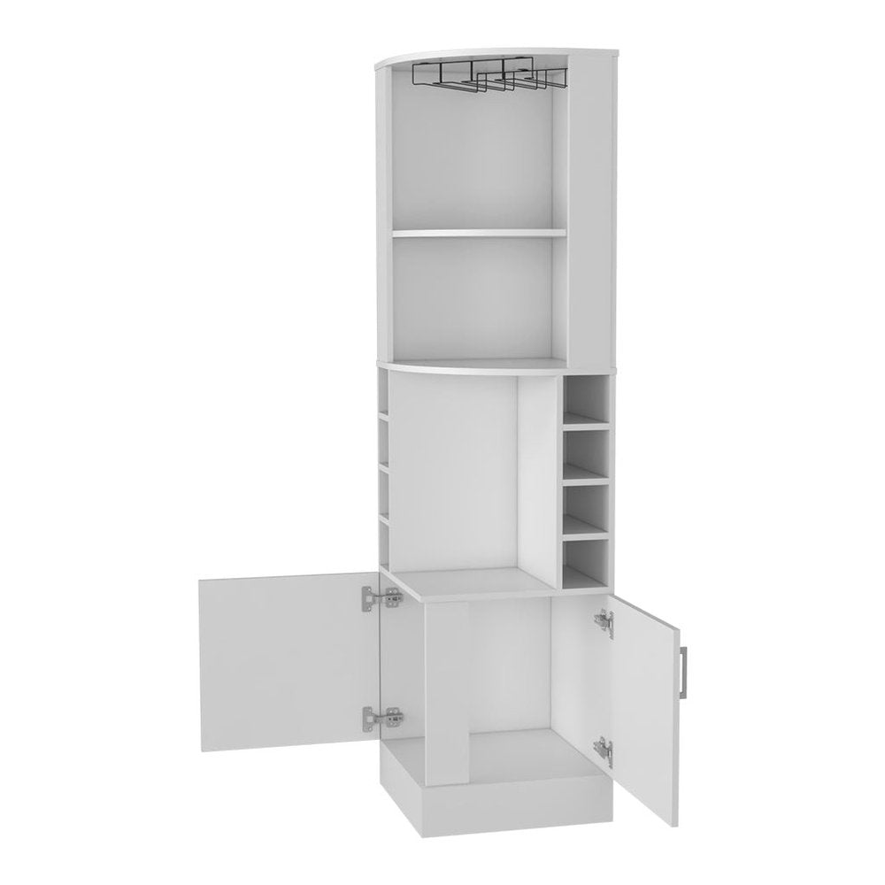 18" White Wood Corner Bar Cabinet With Two Doors