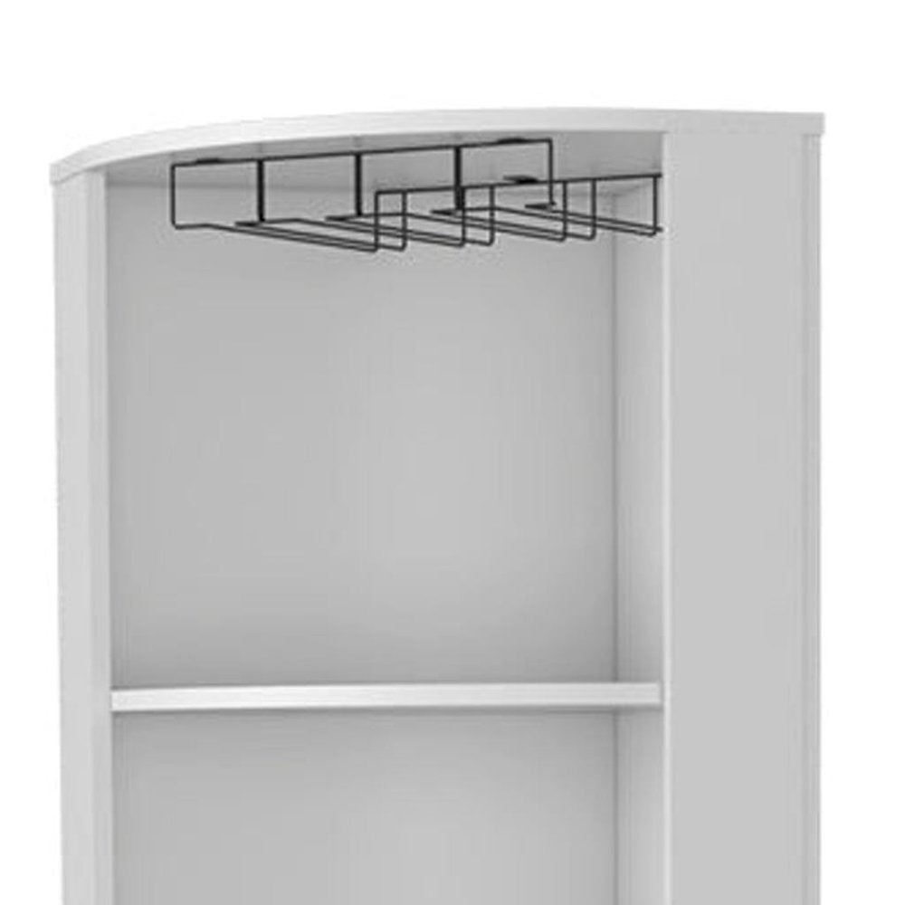 71" White Wood Corner Bar Cabinet With Two Doors