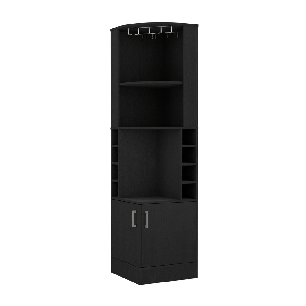 18" Black Wood Corner Bar Cabinet With Two Doors