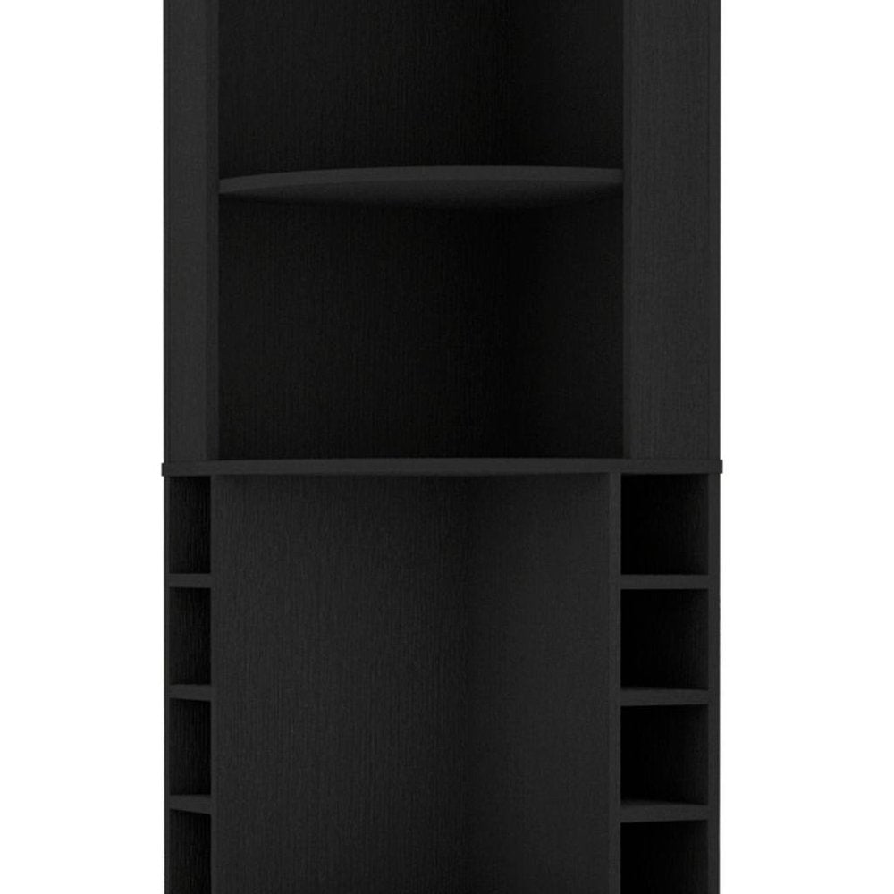 18" Black Wood Corner Bar Cabinet With Two Doors