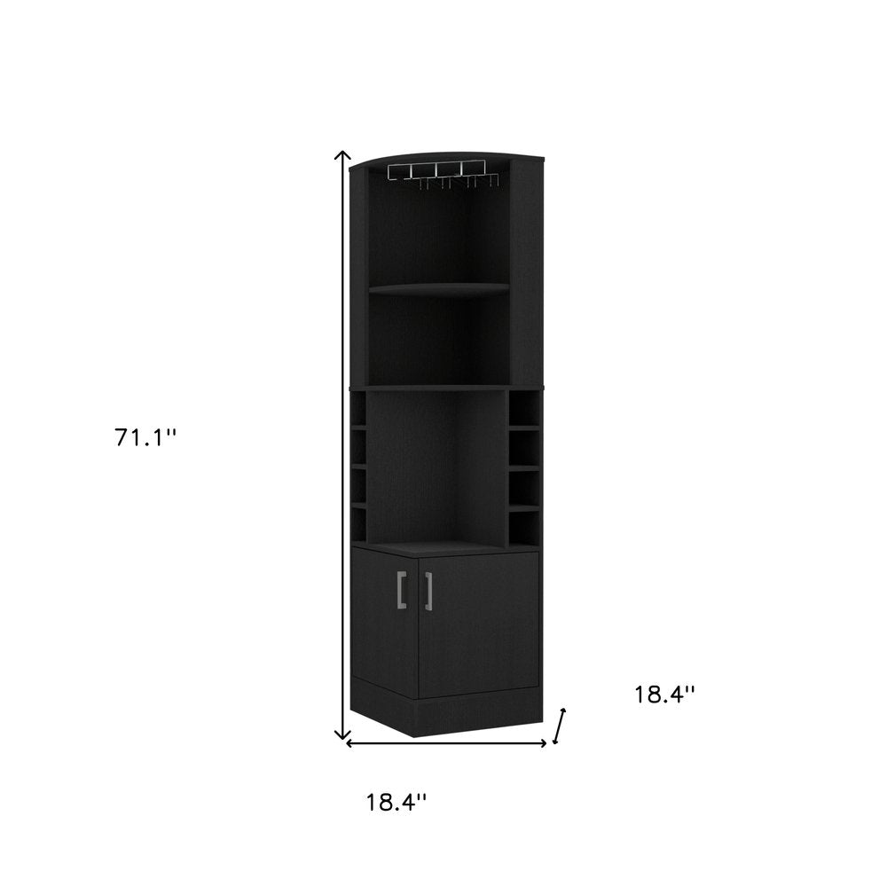 18" Black Wood Corner Bar Cabinet With Two Doors