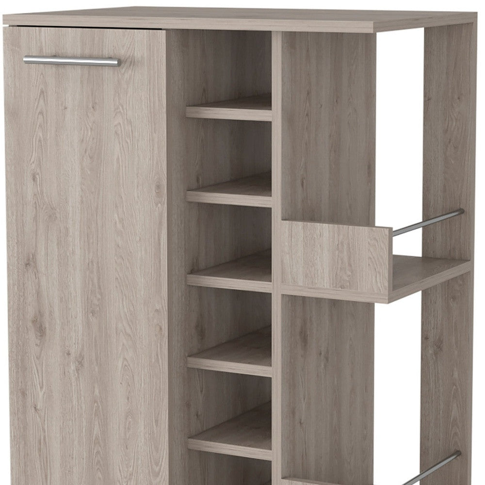 Light Gray Rolling Bar Cart With Wine Storage