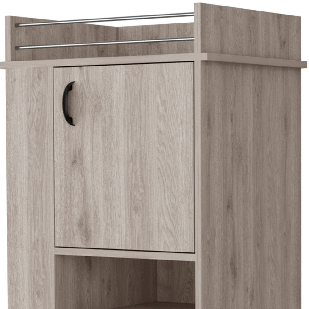 Light Gray Rolling Bar Cart With Wine Storage