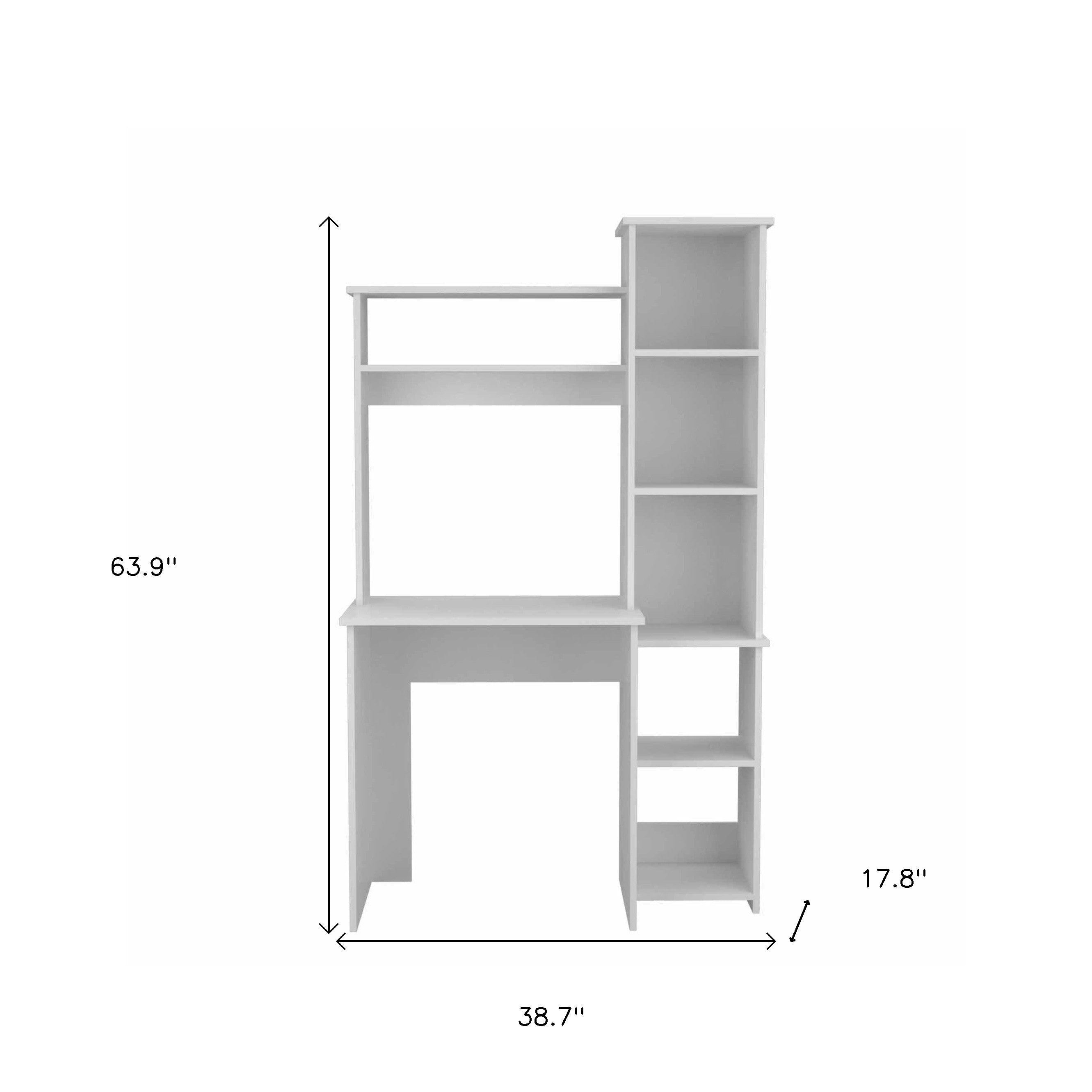 39" White Wood Pedestal Computer Desk With Hutch